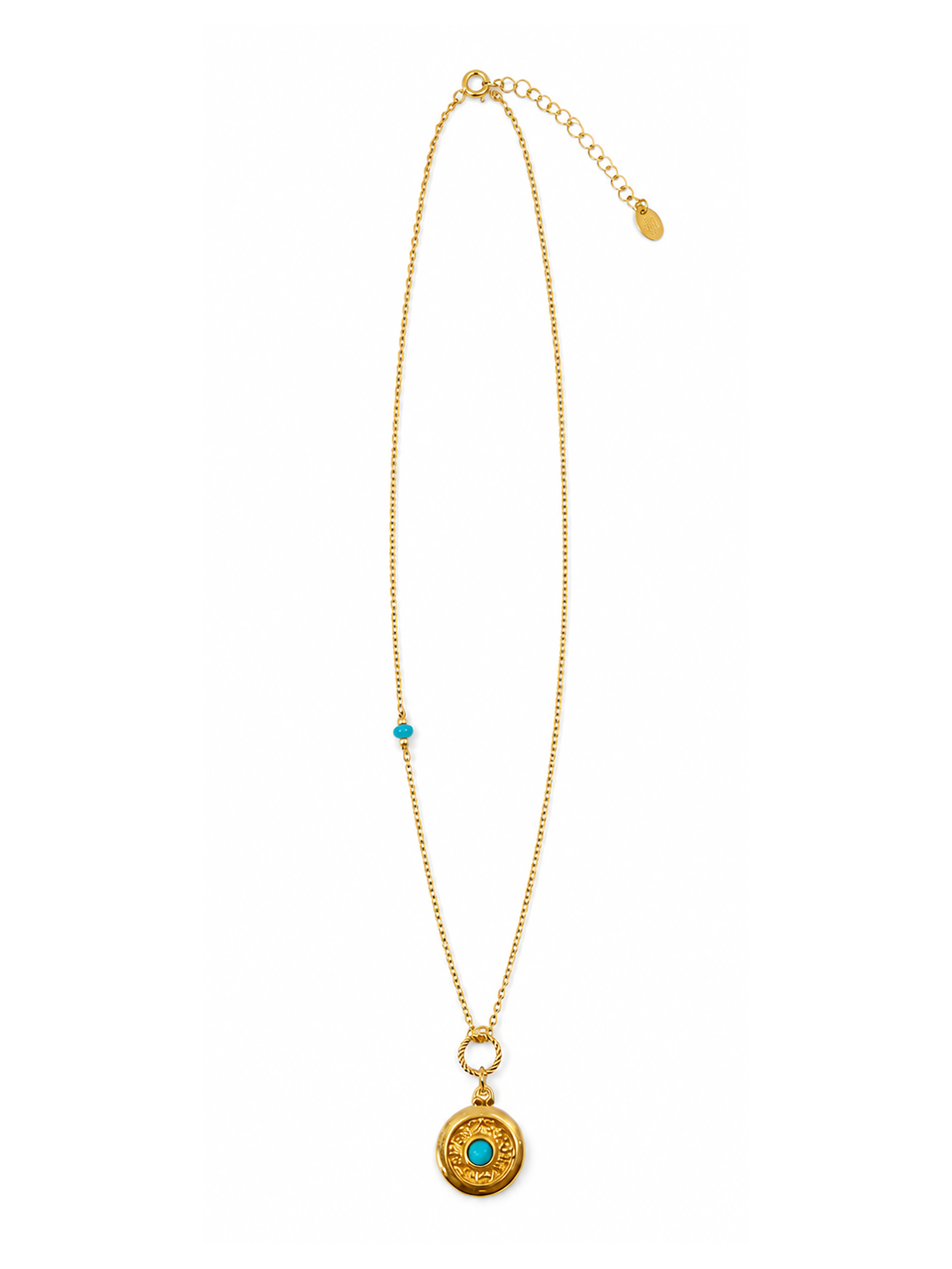 ターコイズ サークル ネックレス（ターコイズチャーム・ポイント）　hue Turquoise Round Necklace　