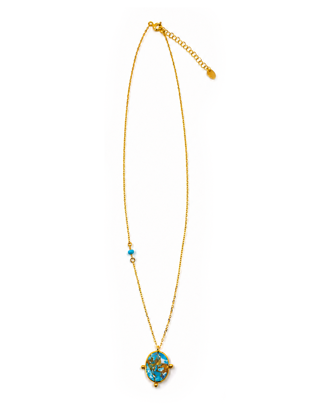ターコイズ  モザイク ネックレス　hue Mosaic Turquoise Necklace