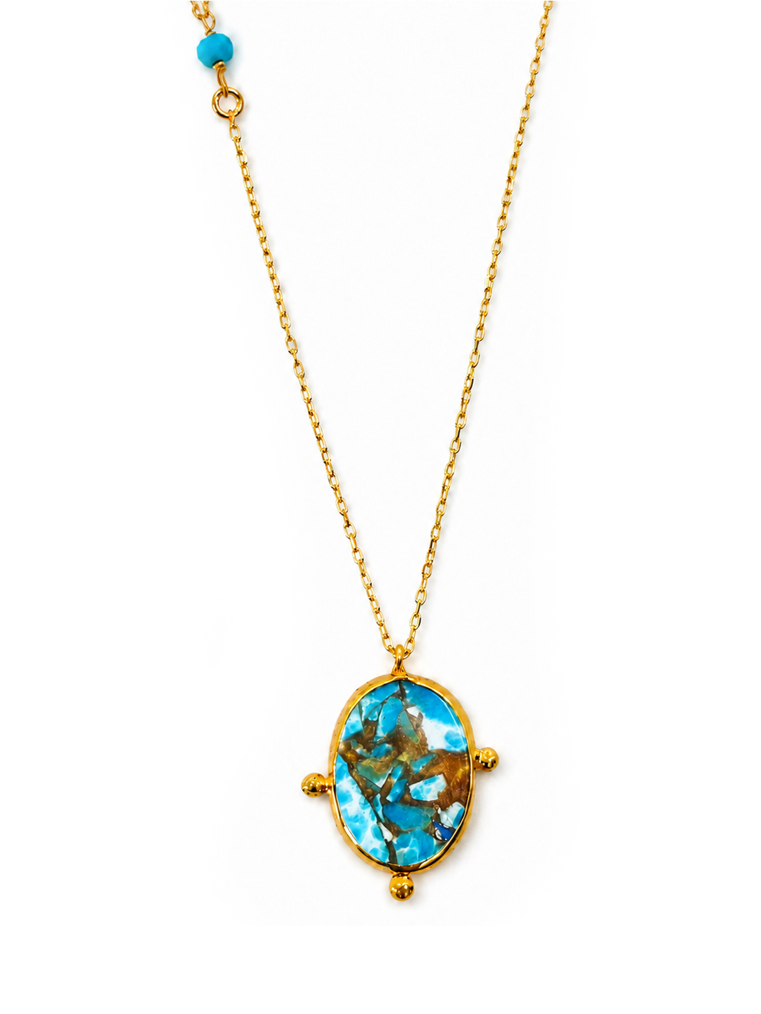 ターコイズ  モザイク ネックレス　hue Mosaic Turquoise Necklace