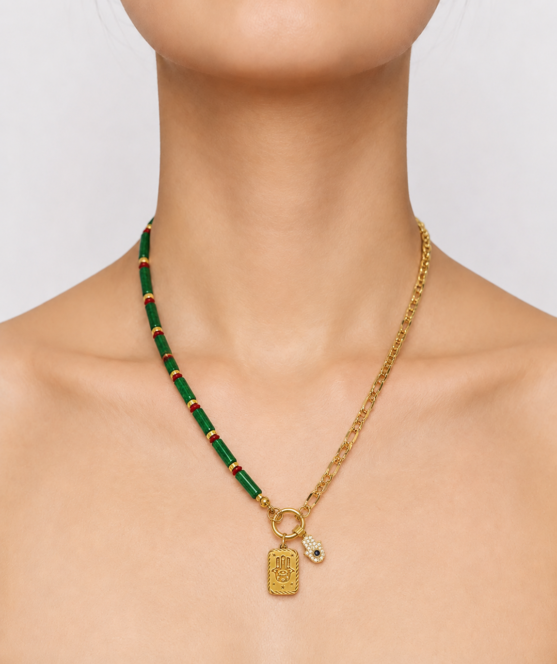 ジェイド アシンメトリーネックレス A　hue Jade Asymmetry Necklace A