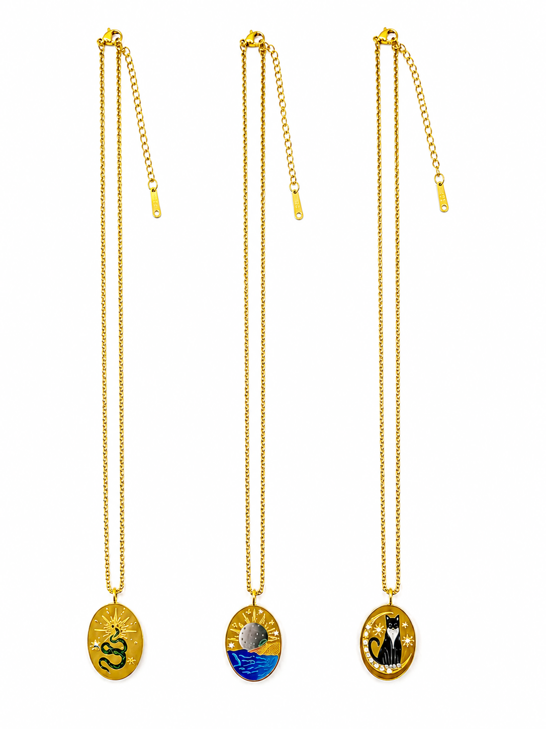 オーバルネックレス（猫）　hue Oval Necklace Cat