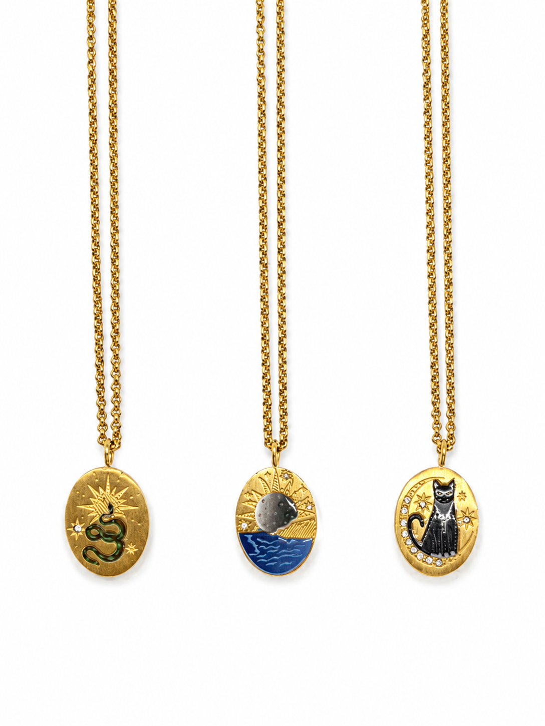オーバルネックレス（猫）　hue Oval Necklace Cat