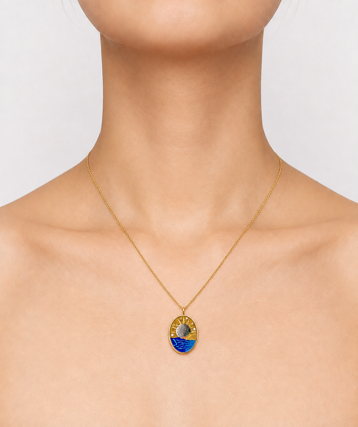 オーバルネックレス（海）　hue Oval Necklace Sea