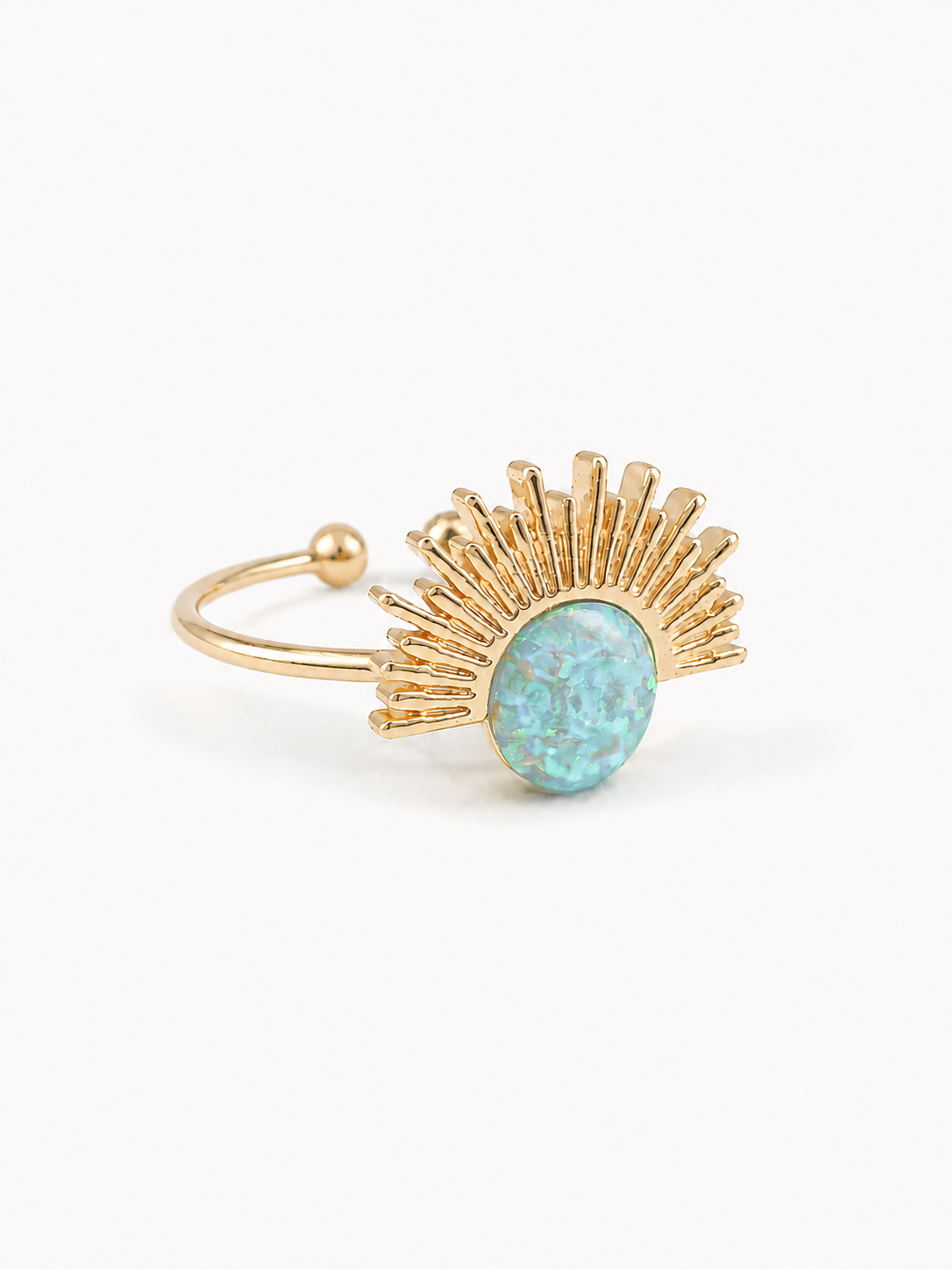 サンレイ ブルー オーバル リング　hue Sunray blue Oval Ring