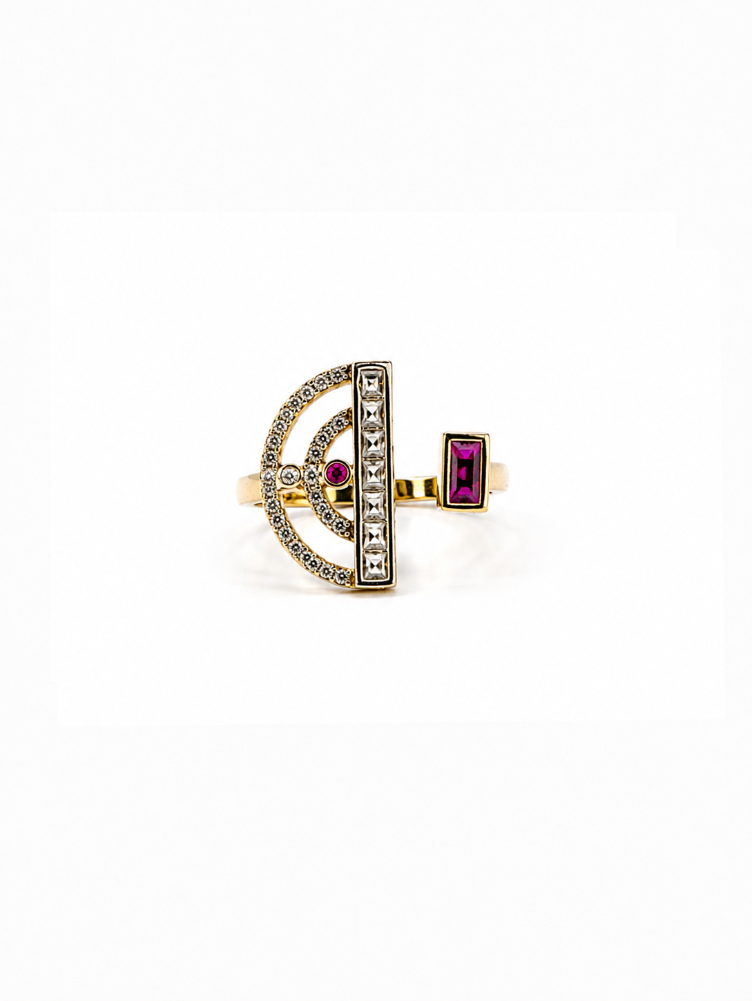 アシンメトリー レッドムーン リング　hue Asymmetry Red Moon Ring