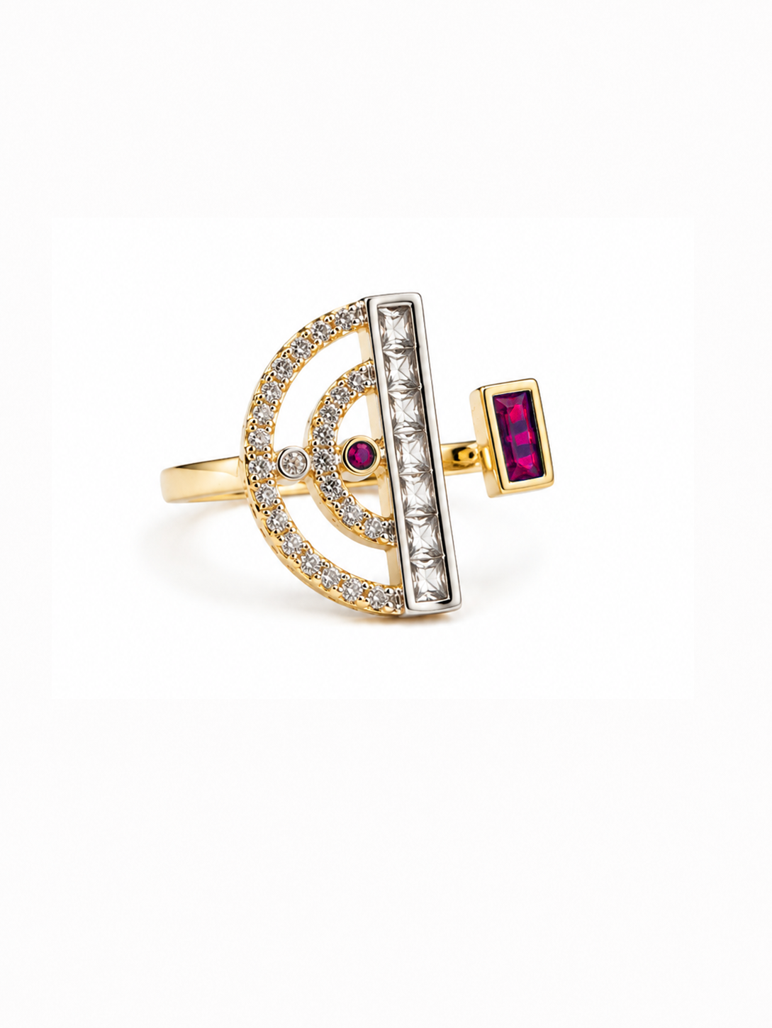 アシンメトリー レッドムーン リング　hue Asymmetry Red Moon Ring