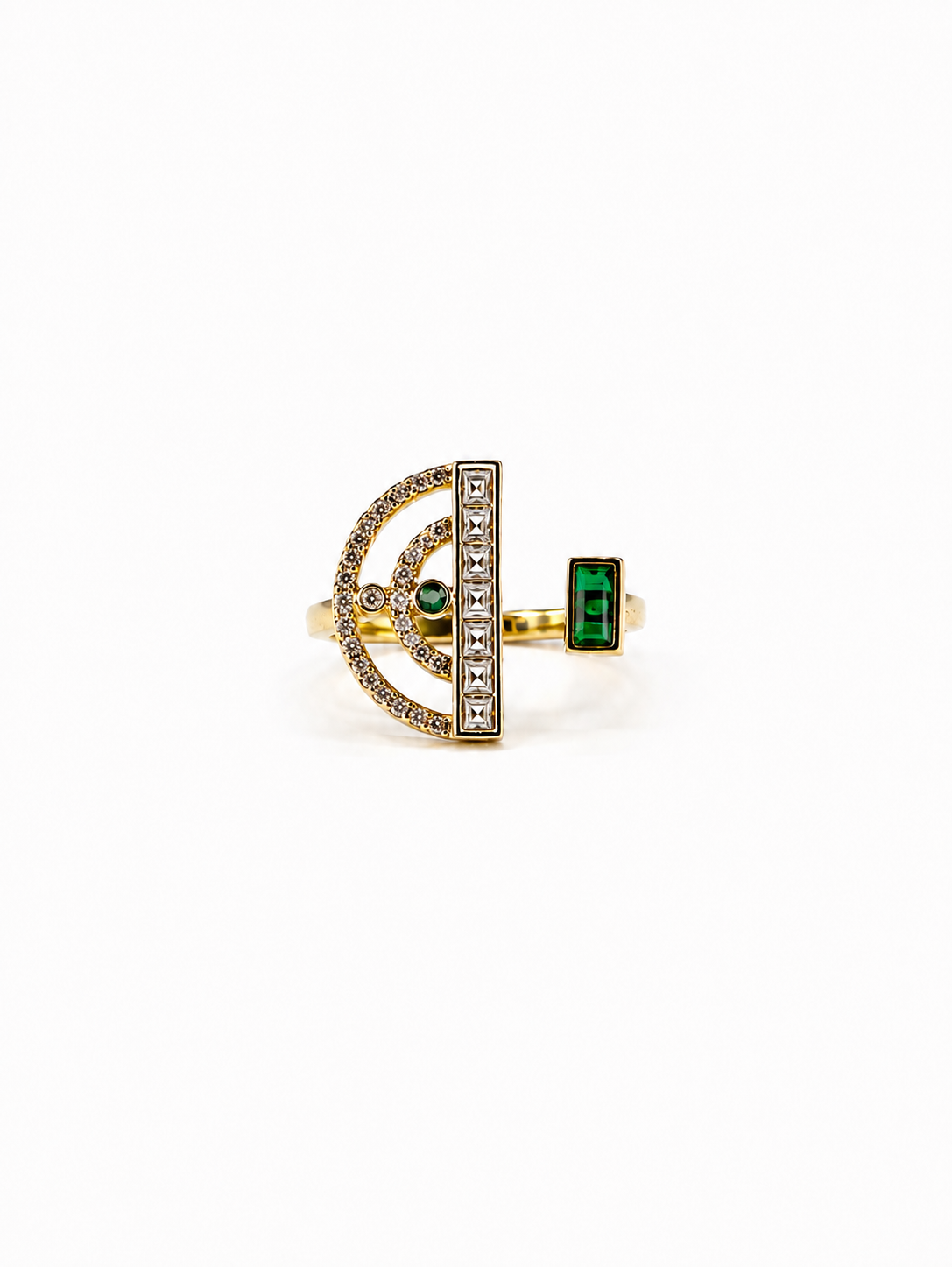 アシンメトリー グリーンムーン リング　hue Asymmetry Green Moon Ring
