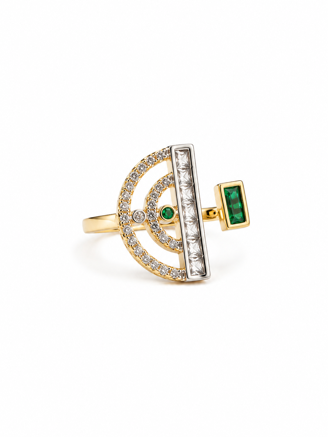 アシンメトリー グリーンムーン リング　hue Asymmetry Green Moon Ring