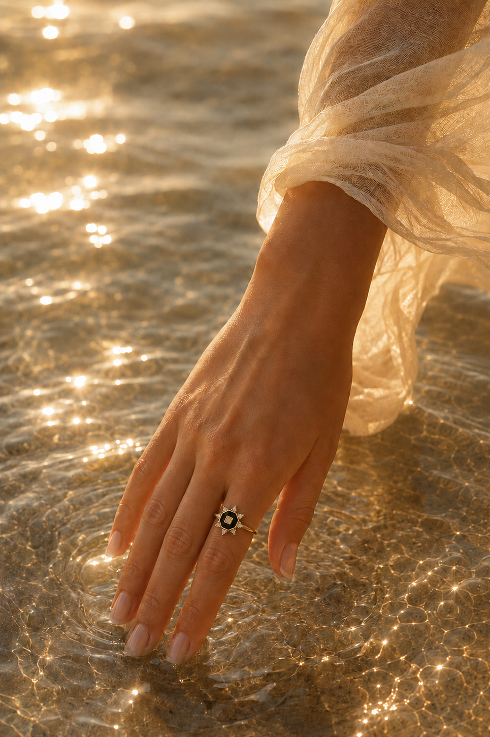 ブラックオクタリング　hue Black Octa ring