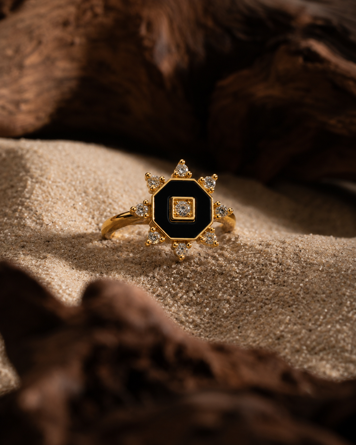 ブラックオクタリング　hue Black Octa ring